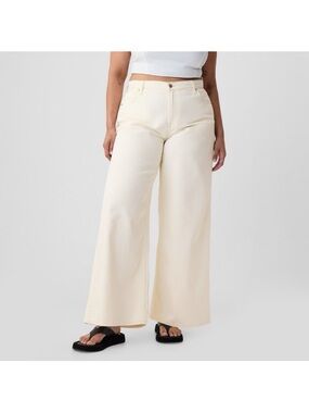 GAP Curvy Baggy Mid Rise Cream Color Jeans Sz 35/20 Plus